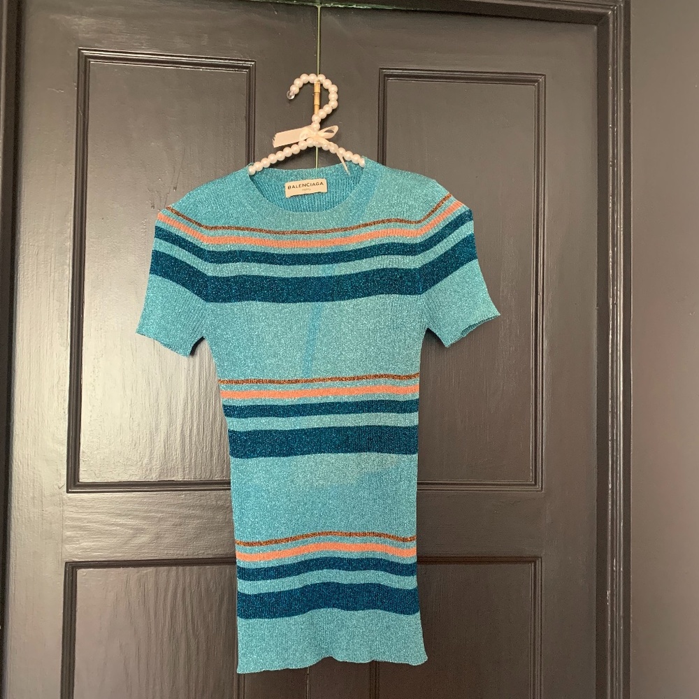 Balenciaga Blue Glitter Top